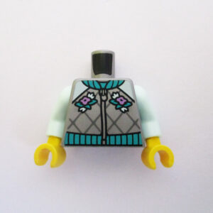 Silver, Light Aqua & Turquoise w/ Zipper & Floral Design