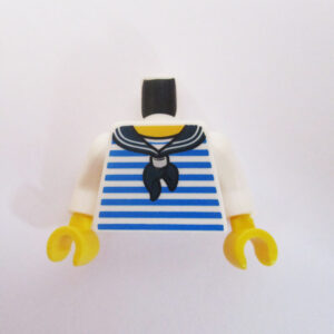 White w/ Blue Stripes & Dark Blue Scarf