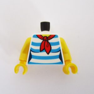 White Shirt w/ Stripes & Scarf