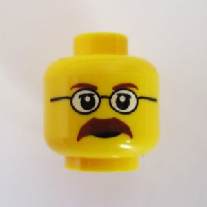 Dual Sided Head - Mustache w/ Circular Frames & White Lenses