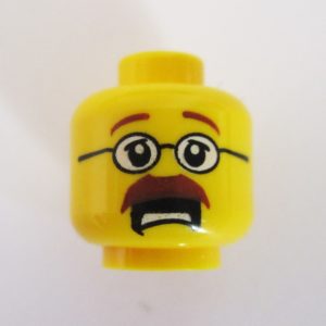 Dual Sided Head - Mustache w/ Circular Frames & White Lenses