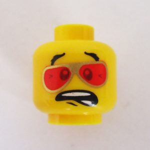 Dual Sided Head - Big Grin, Gold Frames w/ Red Lenses