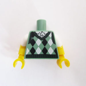 Sand Green, White & Dark Green Jumper w/ White Short Sleeved Shirt