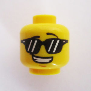 Dual Sided Head - Black Frames & Lenses w/ White Stripes & Grin