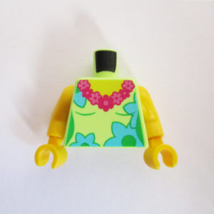 Light Green w/ Floral Pattern & Dark Pink Flower Necklace