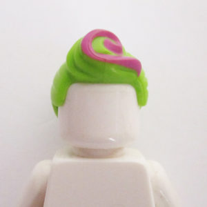 Ponytail w/ Twirl In Front - Lime Green w/ Pink