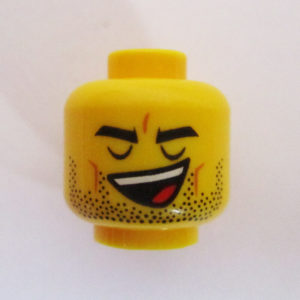 Dual Sided Head - Dotted Stubble Beard w/ Grin Showing Tongue & Teeth