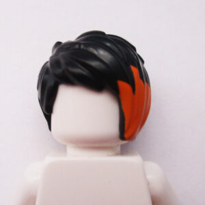 Mid-Length & Messy Combed to Side w/ Bangs - Orange Highlights
