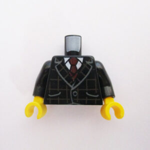 Black Striped Jacket w/ White Shirt & Red Tie