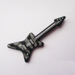 Electric Guitar w/ Pointed Edges - Black w/ Grey Zebra Pattern