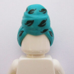 Wrapped Hair Wrap w/ Leaf Patterns - Turquoise