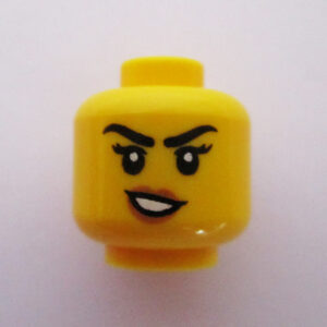 Dual Sided Head - Peach Lips w/ Slanted Grin & Raised Eyebrow