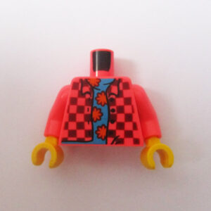 Salmon Open Jacket w/ Checkered Patten & Blue Shirt
