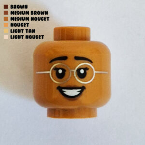 Dual Sided Head - Round Silver Frames w/ Big Smile : Medium Nougat