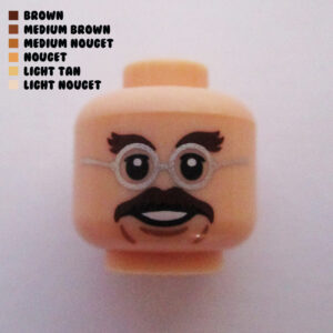 Mustache w/ Round Silver Frames : Light Nougat