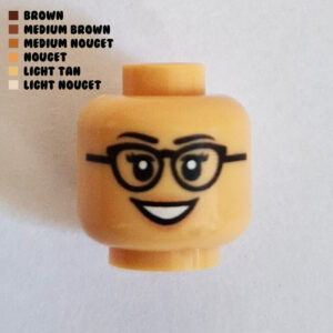 Dual Sided Head – Peach Lips w/ Smile & Black Pointed Frames : Light Tan