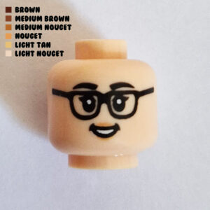 Dual Sided Head – Peach Lips w/ Grin & Black Oval Frames : Light Nougat