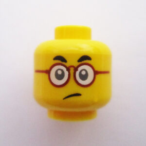 Dual Sided Head - Red Round Frames w/ Unimpressed Expression