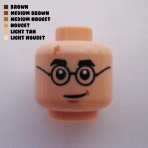 Dual Sided Head – Smirk w/ Round Frames & Bolt : Light Nougat