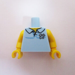 Bright Light Blue Sleeveless Collared Shirt w/ Saw Icon