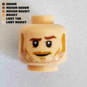 Dual Sided Head – Dotted Stubble w/ Mustache & Smirk : Light Nougat