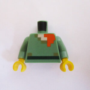 Sand Green w/ Dark Green Stripe & Orange Brick Pattern