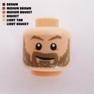 Dual Sided Head – Full Beard w/ Smirk : Light Nougat