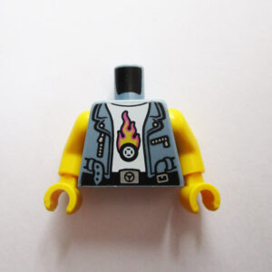 Sand Blue Open Jacket w/ Flaming Wheel Graphic