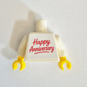 White w/ 'Happy Anniversary' - Red ( Vinyl Print )