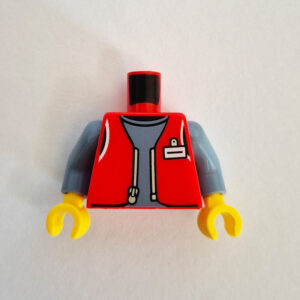 Sand Blue Top w/ Red Zipped Waistcoat & Name Tag