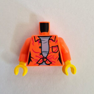 Salmon Buttoned Shirt Knotted in Middle