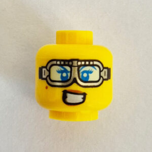 Dual Sided Head - Peach Lips w/ Slanted Grin & Silver Goggles