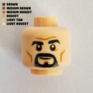 Dual Sided Head – Mustache & Goatee w/ Cheek & Forehead Lines : Light Nougat