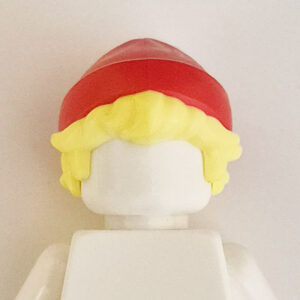 Beanie Cap w/ Short Blonde Hair - Red
