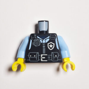 Black w/ Bright Light Blue Sleeves, Pockets, Radio & Badge