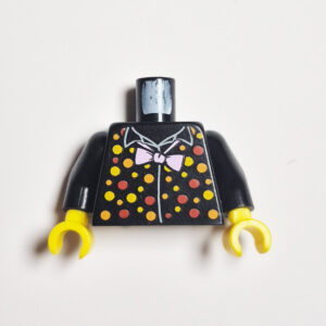 Black Collar Shirt w/ Colored Dots & Light Pink Bow Tie