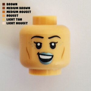 Dual Sided Head - Metallic Green Lips w/ Open Mouth & Cheek Lines : Light Tan