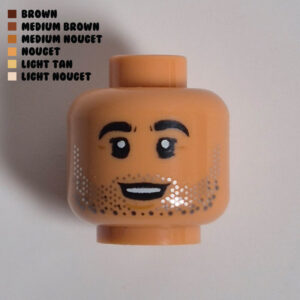Dual Sided Head – Dotted Stubble Silver Beard w/ Big Grin : Nougat