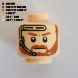 Dual Sided Head – Full Beard & Mustache w/ Gold Headset : Light Nougat