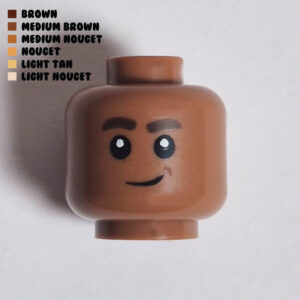 Dual Sided Head – Slanted Smirk w/ Dimple : Medium Brown