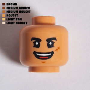 Dual Sided Head – Big Grin w/ Tongue & Cheek Scar : Nougat