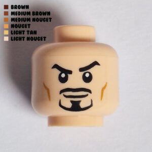 Dual Sided Head – Mustache & Goatee w/ Cheek Lines : Light Nougat