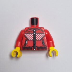 Red w/ Zipper, Zipped Pockets & Checkered Graphic