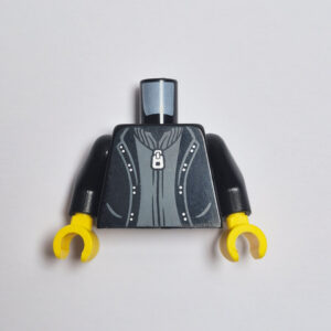 Black Open Jacket w/ Grey Top & Silver Zipper
