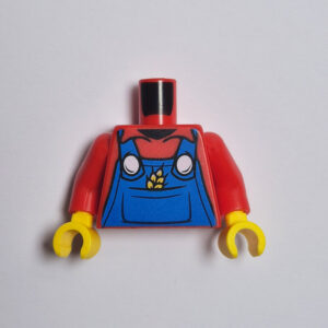 Red Collared Shirt w/ Blue Overalls