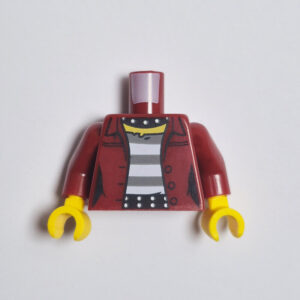 Dark Red Open Jacket w/ Studded Belt, Choker & Striped Top