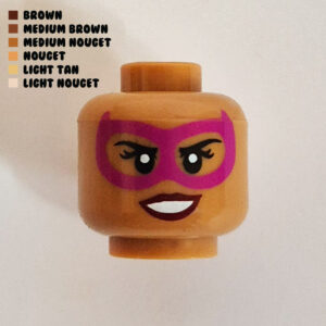 Dual Sided Head - Red Lips w/ Smile & Pink Eye Mask : Medium Nougat