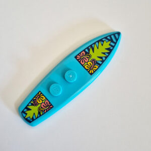 Surfboard - Light Azure Blue w/ Palm Flowers Design