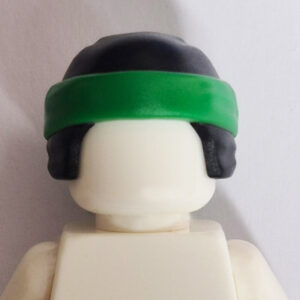 Head Wrap w/ Green Bandana Headband - Black