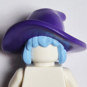 Wizard/Witch Hat w/ Mid-Length Light Blue Hair - Purple
